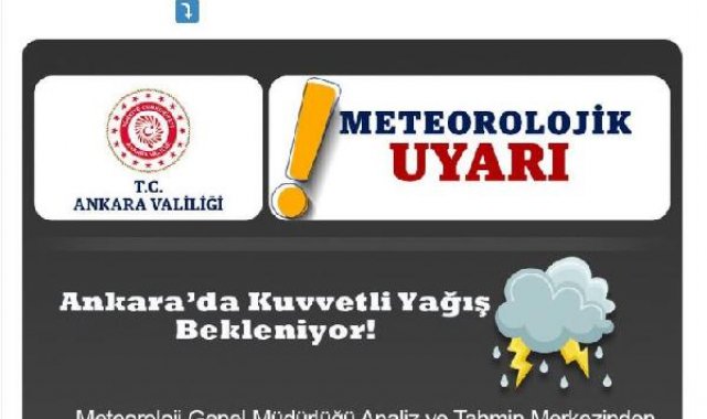 Ankara Valiliği'nden 'sağanak' uyarısı