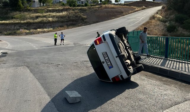 Aynı yolda bir haftada 3 araç takla attı
