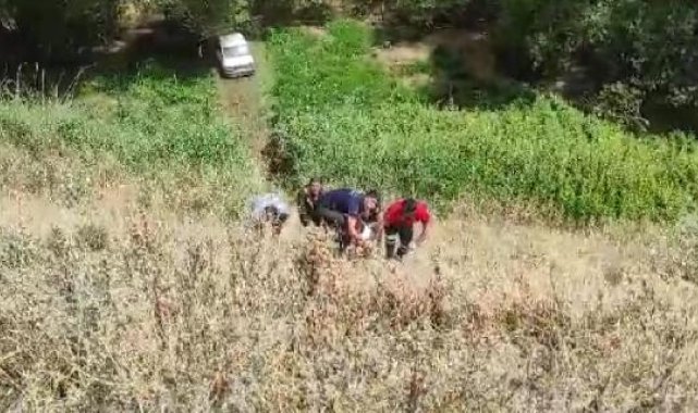 Bahçeye uçan otomobil ağaca çarptı; sürücü çelik halatla yukarı çekildi