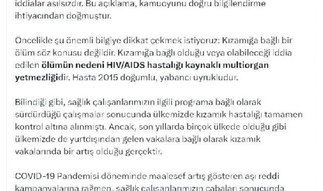 Bakan Koca: Kızamığa bağlı ölüm iddiaları asılsız