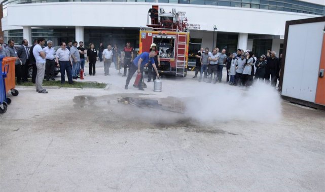 Bayburt Devlet Hastanesi'nde yangın tatbikatı gerçekleştirildi