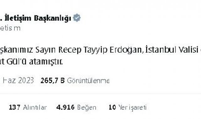 Davut Gül, İstanbul Valisi olarak atandı
