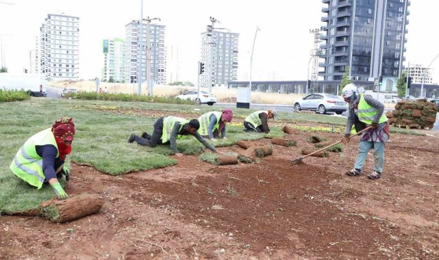 Diyarbakır'da bulvar yeşillendirme çalışmaları devam ediyor