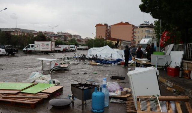 Fırtınanın kermes çadırını uçurduğu anlar kamerada