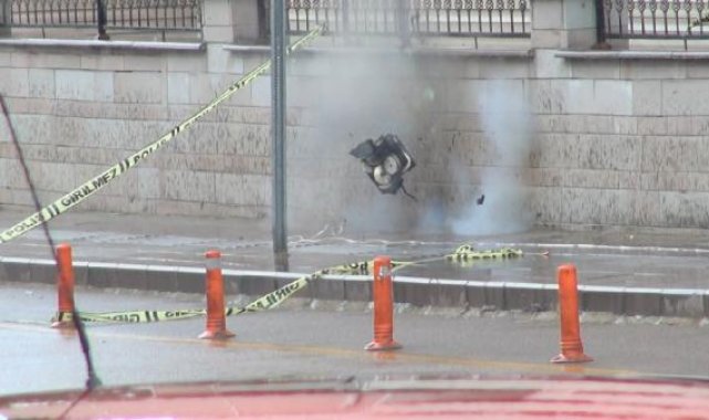 Kırıkkale'de emniyet önündeki şüpheli çanta fünye ile patlatıldı