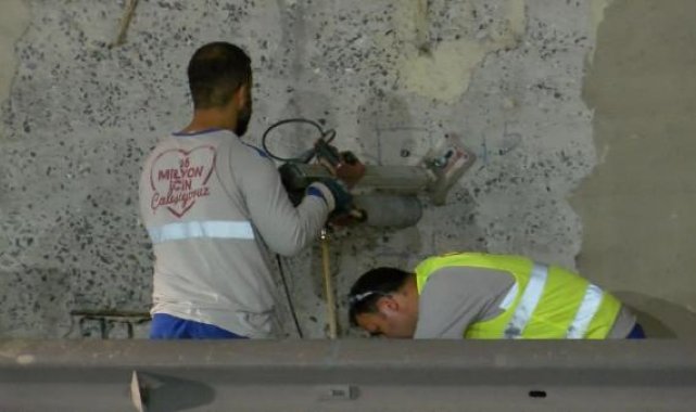 Maltepe'de midye kabukları ortaya çıkan köprüden karot örneği alındı