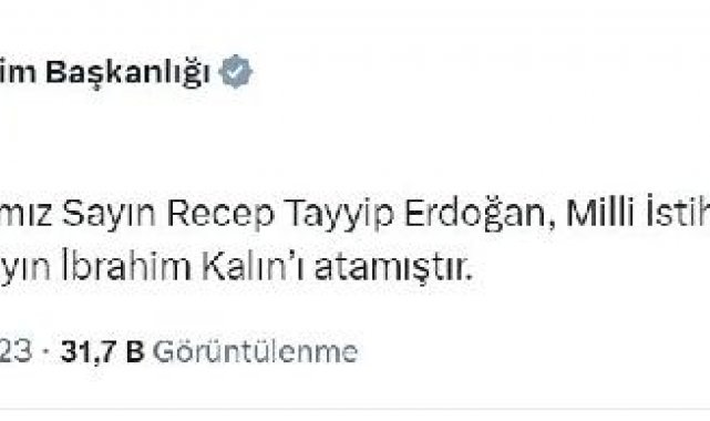 MİT Başkanlığı'na İbrahim Kalan atandı