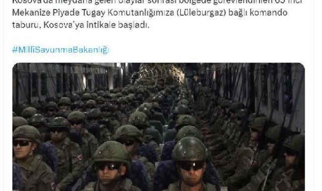 MSB: Komando taburu, Kosova'ya intikale başladı