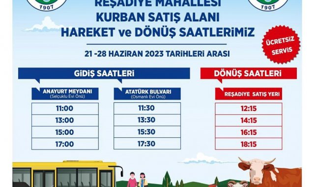 Talas Belediyesi'nden kurban satış alanına ücretsiz servis