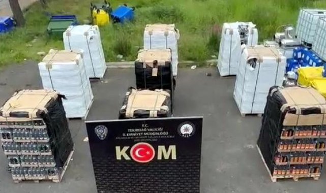 Tekirdağ'da sahte içki üretimi yapılan çiftliğe baskın; 6 gözaltı