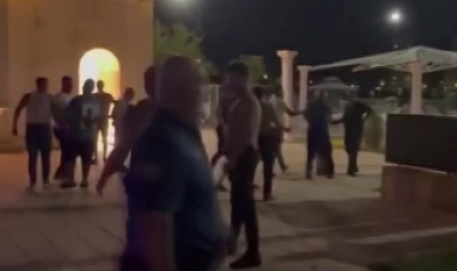 Adana'da dondurmacılar parkta birbirine girdi: Arbede anları kamerada