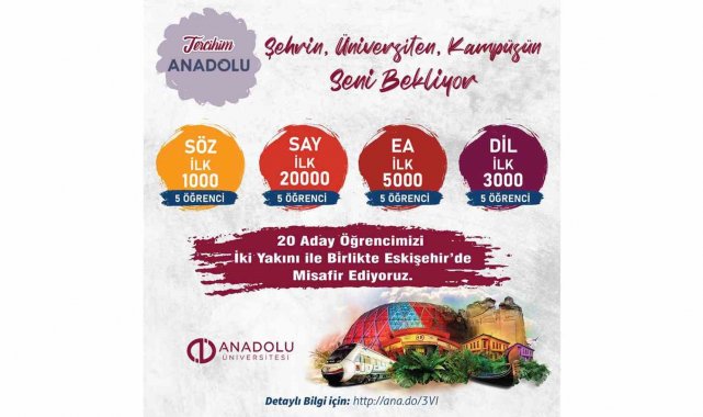Anadolu Üniversitesi başarılı öğrencileri Eskişehir'de ağırlıyor