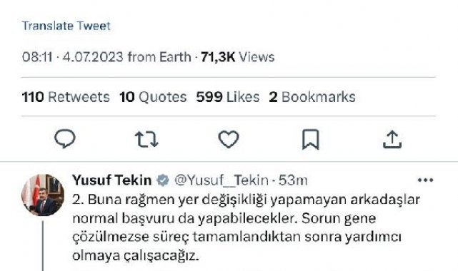 Bakan Tekin: Deprem bölgesinde öğretmenlerin hizmet puanlarını artıracağız