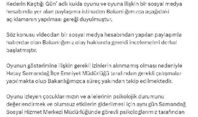 Bakanlıktan deprem bölgesindeki kukla oyununa inceleme