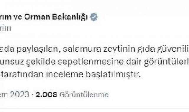 Bakanlıktan, zeytin tankında sepetleme görüntüsüne inceleme