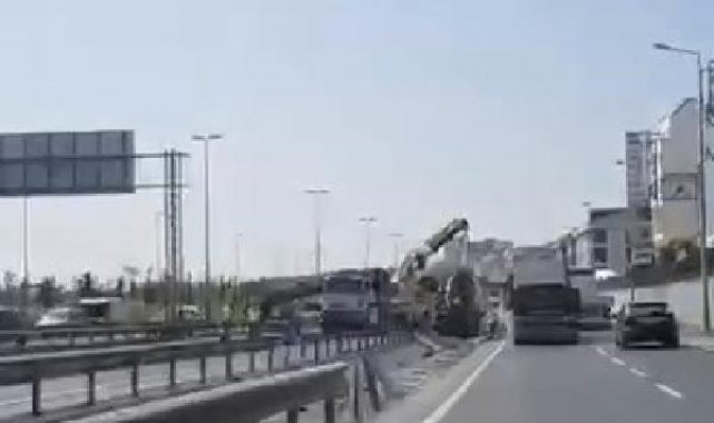 Beylikdüzü'nde beton mikseri bariyerlerin arasına girdi