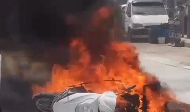 Bursa'da kuryenin motosikleti alev topuna döndü