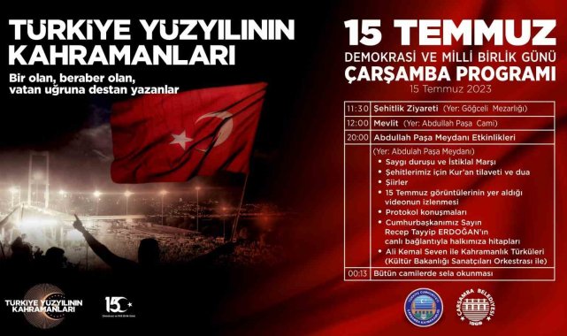 Çarşamba'da 15 Temmuz programı