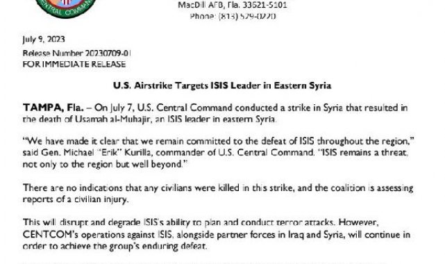 CENTCOM: DEAŞ lideri, Suriye'nin doğusunda öldürüldü
