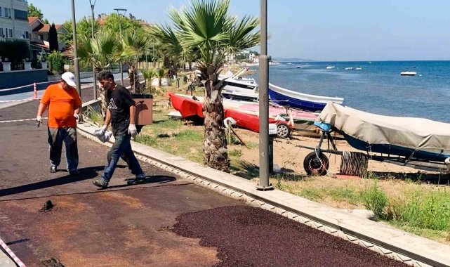 Çiftlikköy sahilinde bozulan kesimler yenilendi
