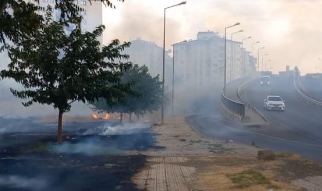 Diyarbakır'da kent merkezinde otluk alanda yangın