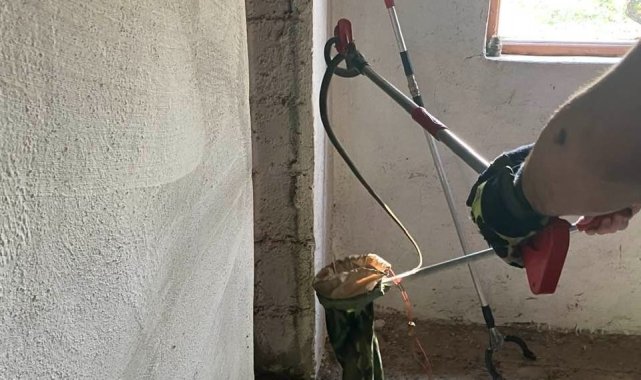 Eve giren yılanı ekipleri itfaiye çıkarttı
