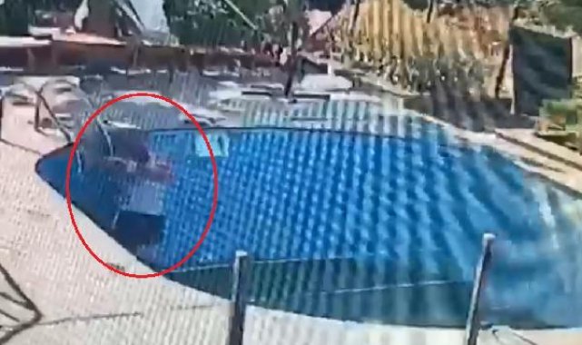Havuzu temizlerken elektrik akımına kapıldı; o anlar kamerada