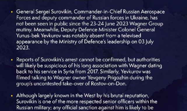 İngiltere: General Surovikin, Wagner isyanından bu yana ortalıkta yok