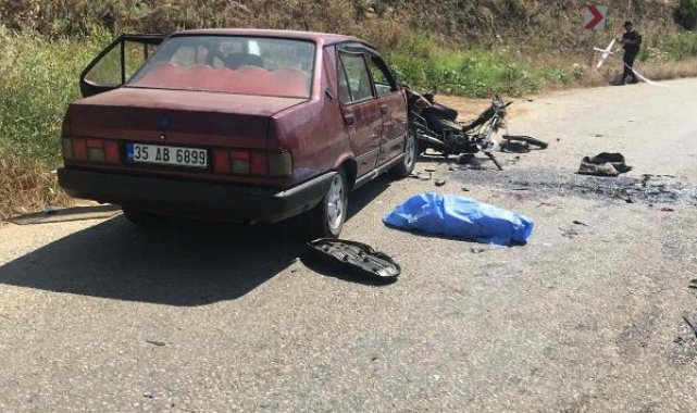 İzmir'de, otomobille çarpışan motosikletli öldü