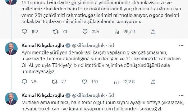 Kılıçdaroğlu'ndan '15 Temmuz' mesajı