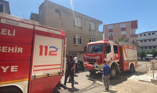Kocaeli'de 3 katlı binada yangın paniği