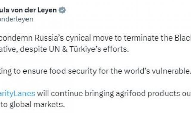 Leyen'den 'Tahıl Anlaşması' açıklaması