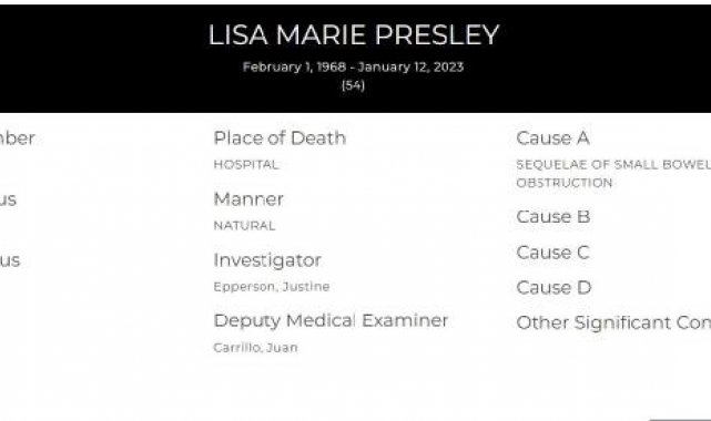 Lisa Marie Presley'in ölüm sebebi: Bağırsak tıkanıklığı