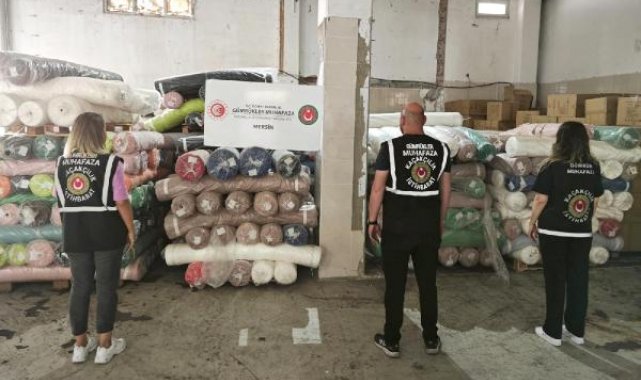 Mersin'de 24 ton 400 kilogram polyester kumaş ele geçirildi