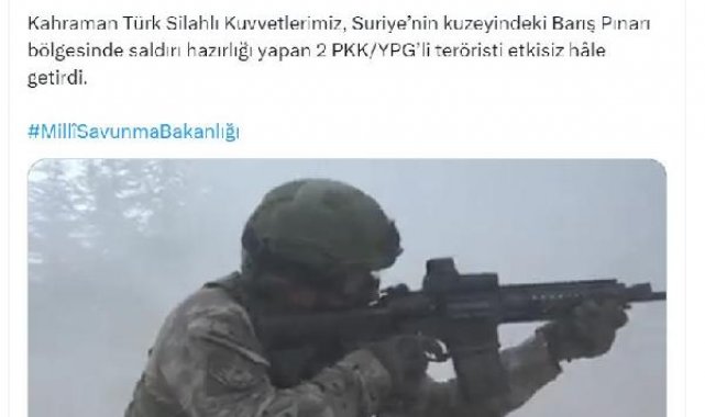 MSB: 2 terörist etkisiz hale getirildi