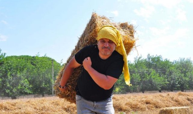 Öğrencileri için tek başına buğday ekip, hasat yapıyor