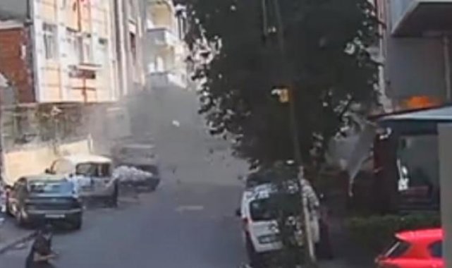 Patlama anı Çekmeköy'deki dogal gaz patlaması güvenlik kamerasında