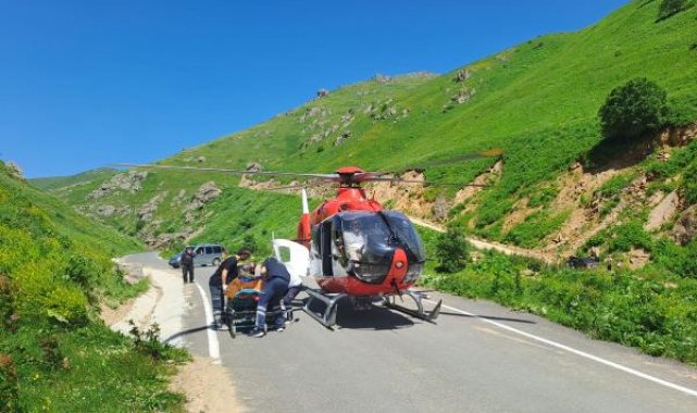 Protezi çıkan hasta, ambulans helikopterle 20 dakikada hastaneye ulaştırıldı