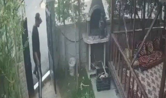Semaver çalan hırsız kameralara yansıdı.