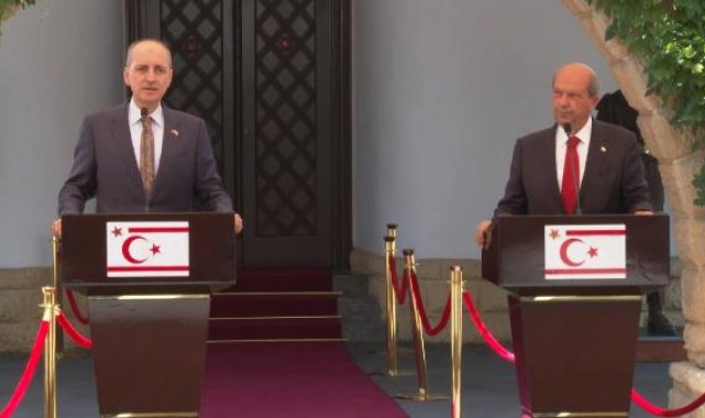 TBMM Başkanı Kurtulmuş, Cumhurbaşkanı Tatar ile basın toplantısına katıldı