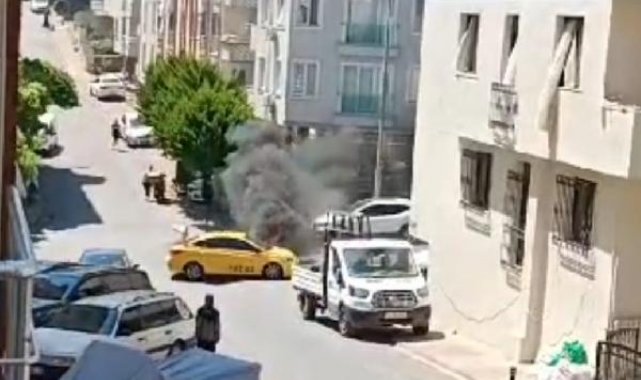 Ümraniye'de takside yangın