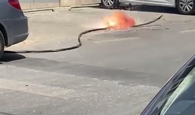 Ümraniye'de sıcaktan elektrik kabloları yandı