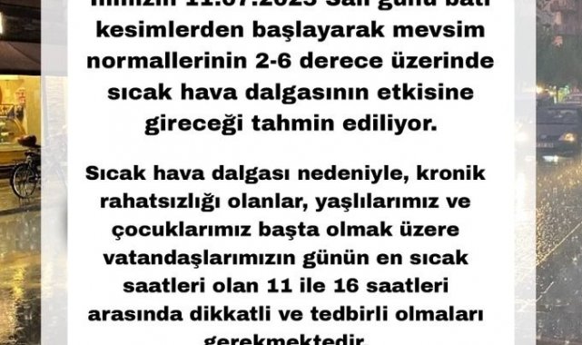 Valilikten meteorolojik uyarı