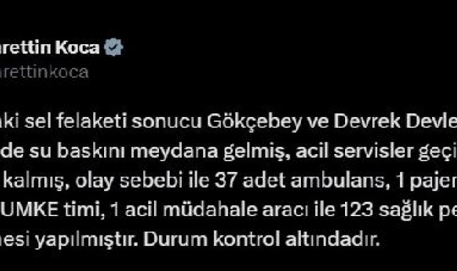 Zonguldak'ta Gökçebey ve Devrek Devlet hastanelerinde su baskını