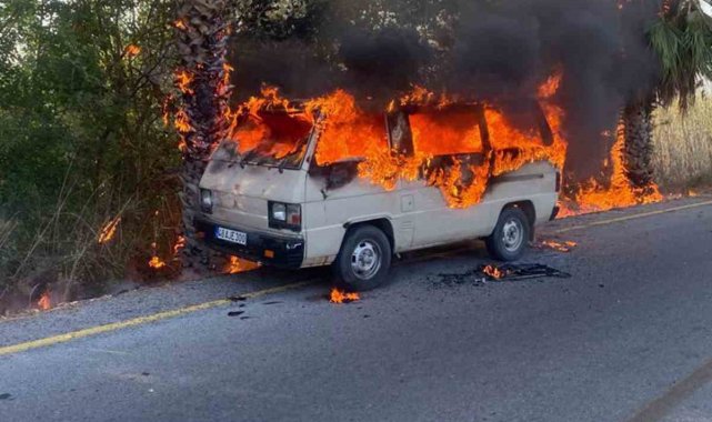 Araçta başlayan yangın ağaçlara sıçradı
