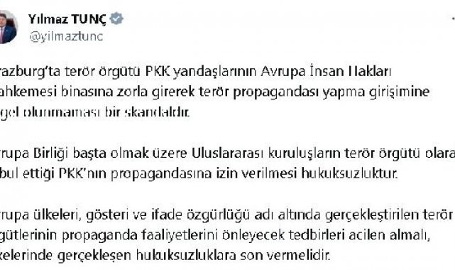 Bakan Tunç'tan AİHM'deki terör propagandasına tepki