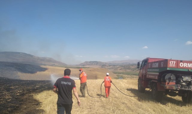 Bingöl'de örtü yangını ormanlık alana sıçramadan söndürüldü