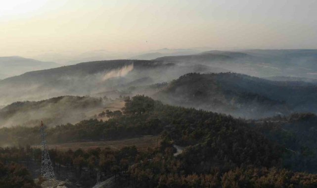 Çanakkale'de orman yangınının 3. gününde yanan alanlar böyle görüntülendi