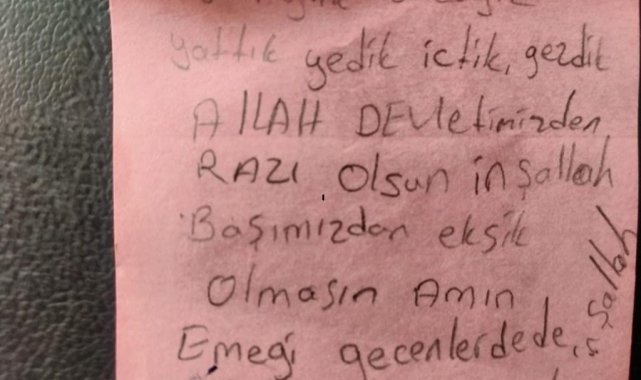 Depremzede vatandaşın yazdığı teşekkür notu duygulandırdı