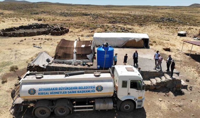 Diyarbakır'da bunaltan sıcakta hayvanlar için yaylalara tankerlerle su taşınıyor